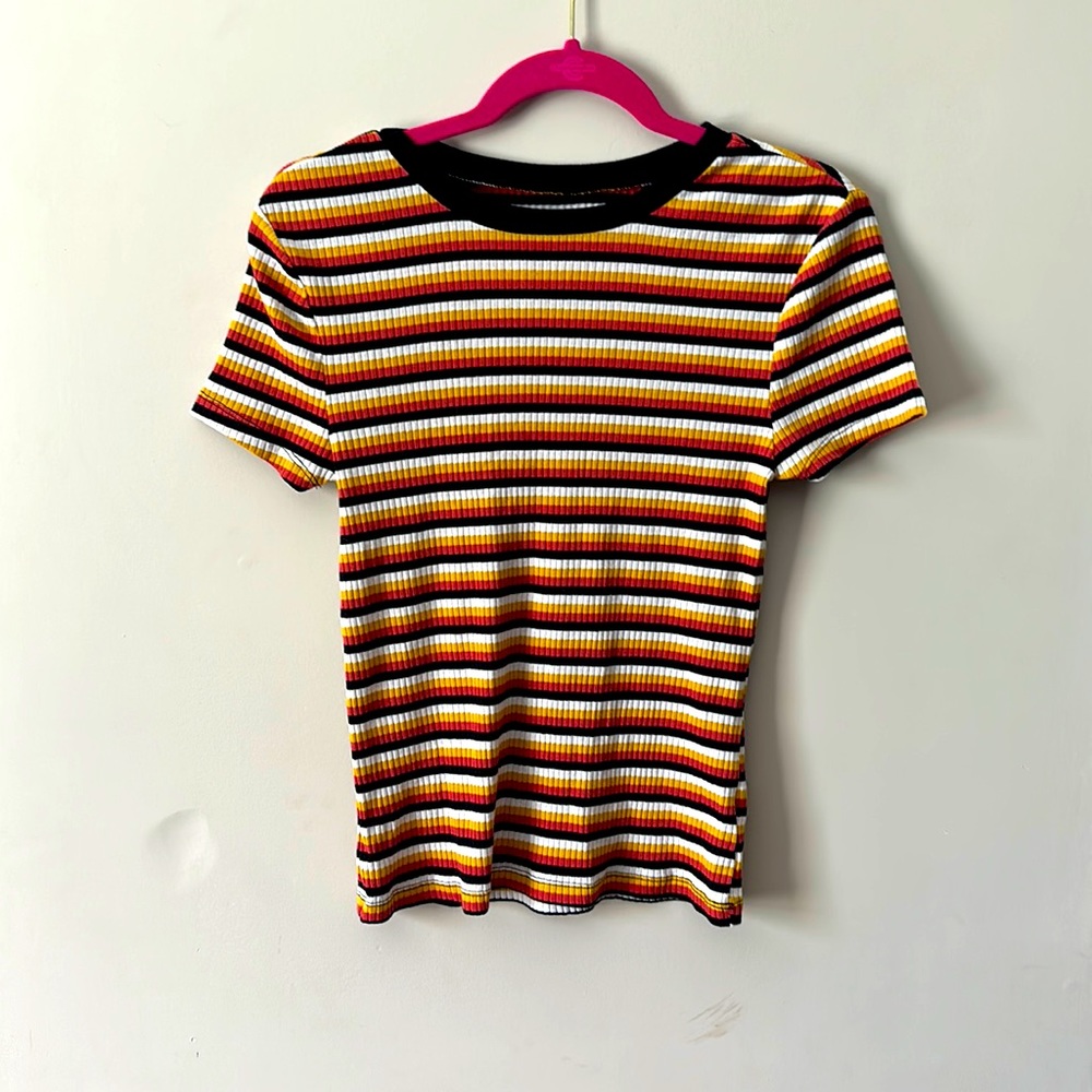 NWOT Ribbed Striped Top - Picture 2 of 2